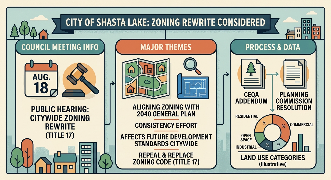 Shasta Lake council to consider citywide zoning rewrite tied to General Plan update