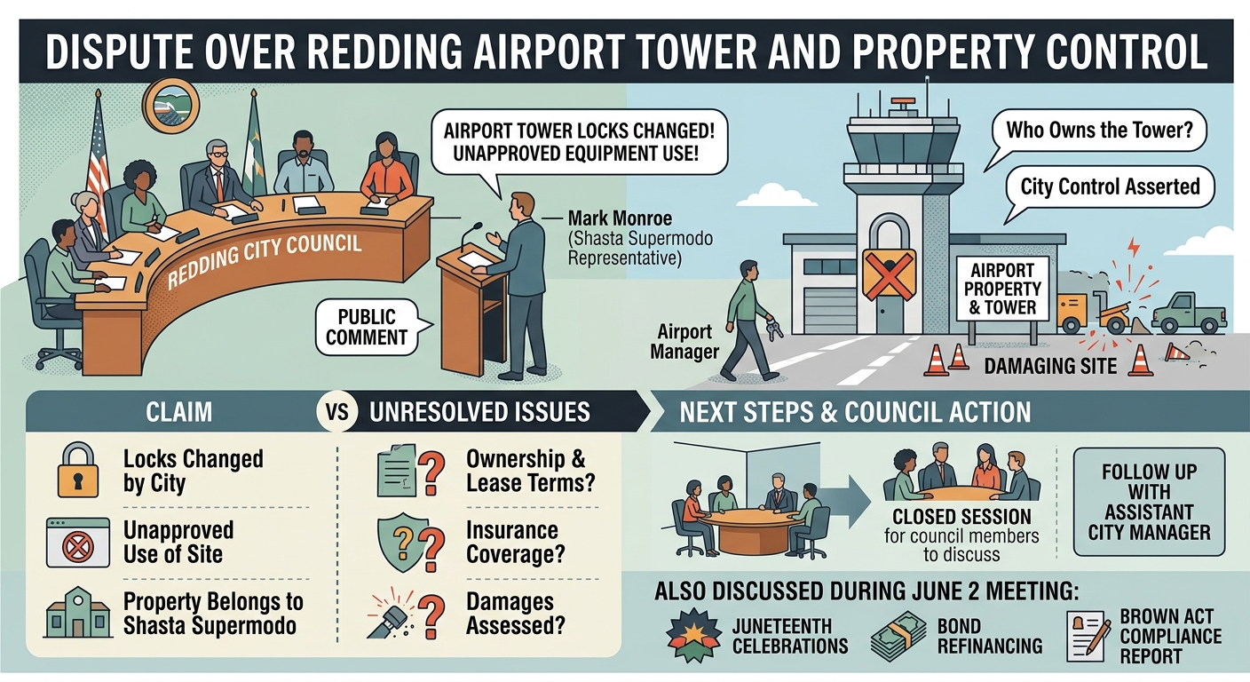 Redding council hears complaint over airport tower locks and property control