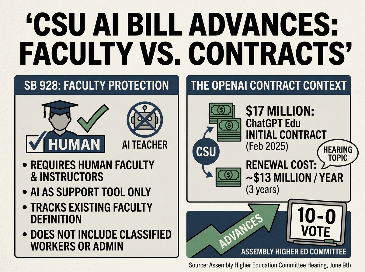 CSU AI bill advances after hearing on faculty protections and OpenAI contract