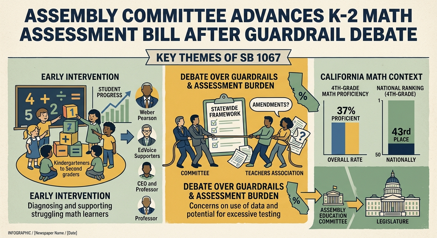 Assembly committee advances K-2 math assessment bill after debate over guardrails