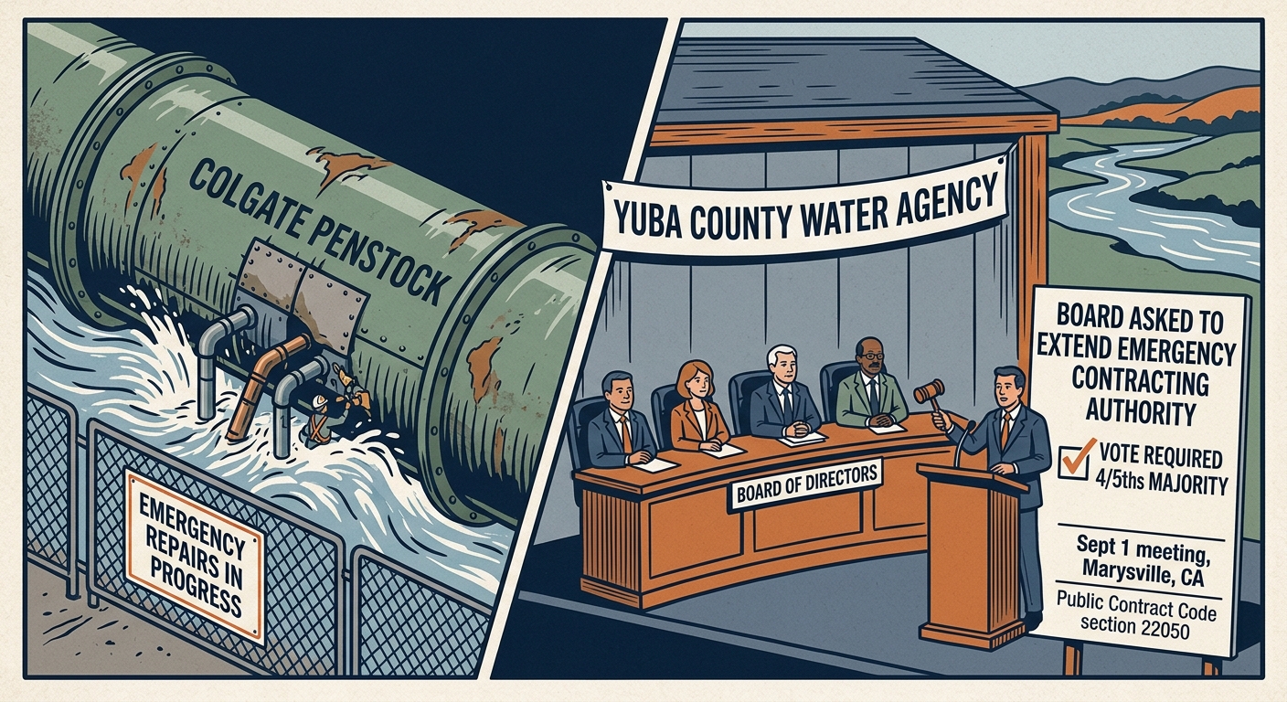 Yuba Water board asked to extend emergency contracting for Colgate Penstock repairs