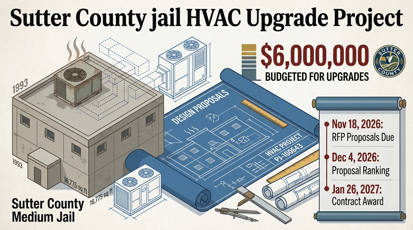 Sutter County seeks design proposals for $6 million Medium Jail HVAC project