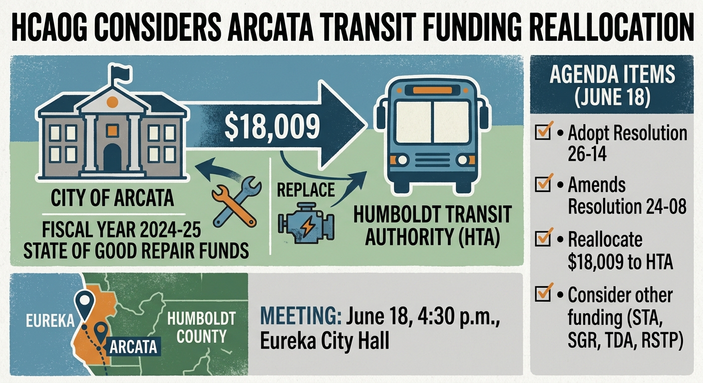 HCAOG agenda puts $18,009 Arcata transit funding reallocation before board