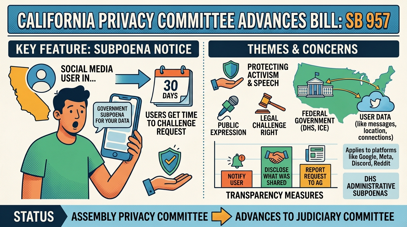 California privacy committee advances bill to require subpoena notice for social-media users