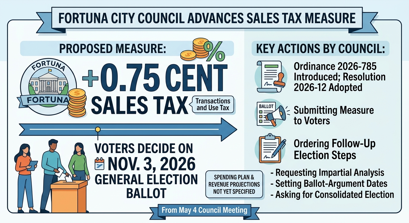 Fortuna council advances 0.75-cent sales tax measure for November ballot