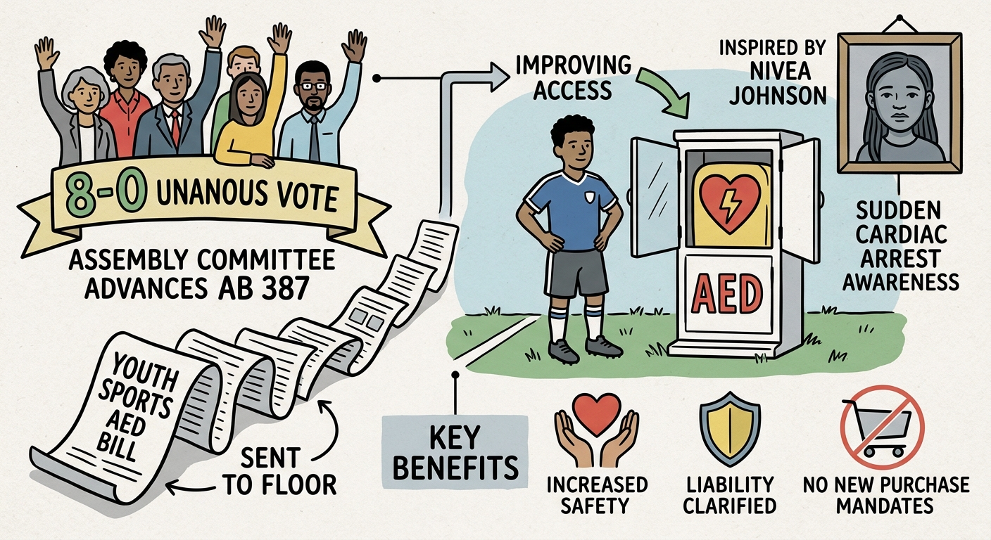 Assembly panel sends youth sports AED bill to floor on unanimous vote