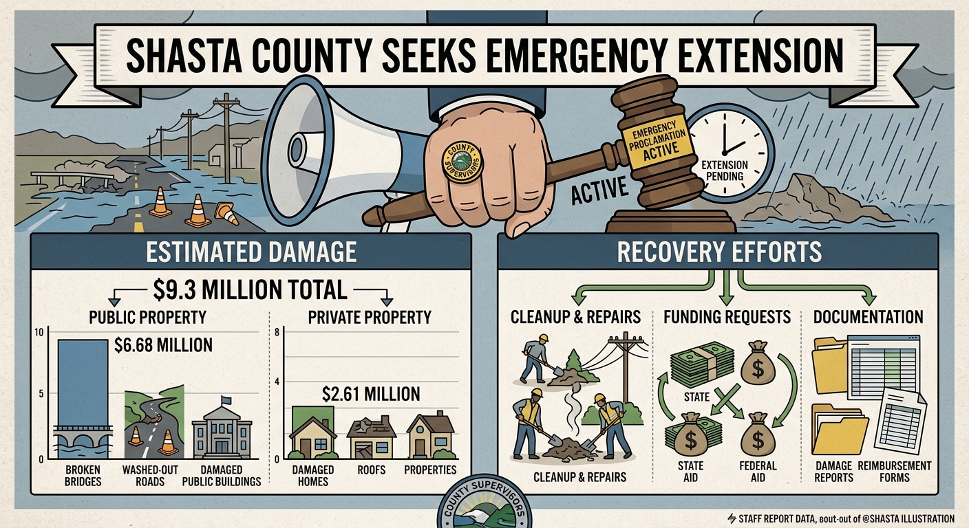 Shasta County seeks to keep December storm emergency active as damage estimates near $9.3 million
