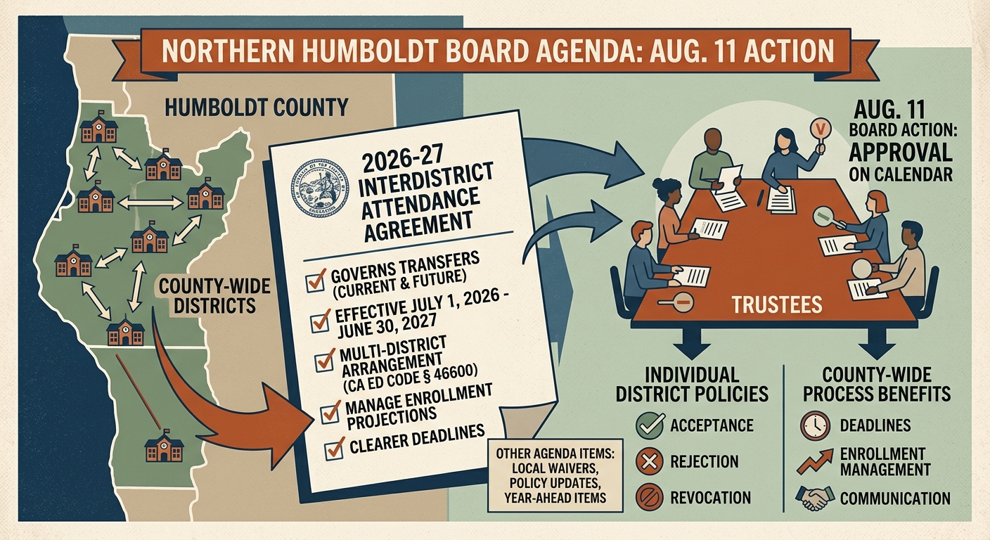 Northern Humboldt board agenda puts countywide attendance pact on Aug. 11 action list