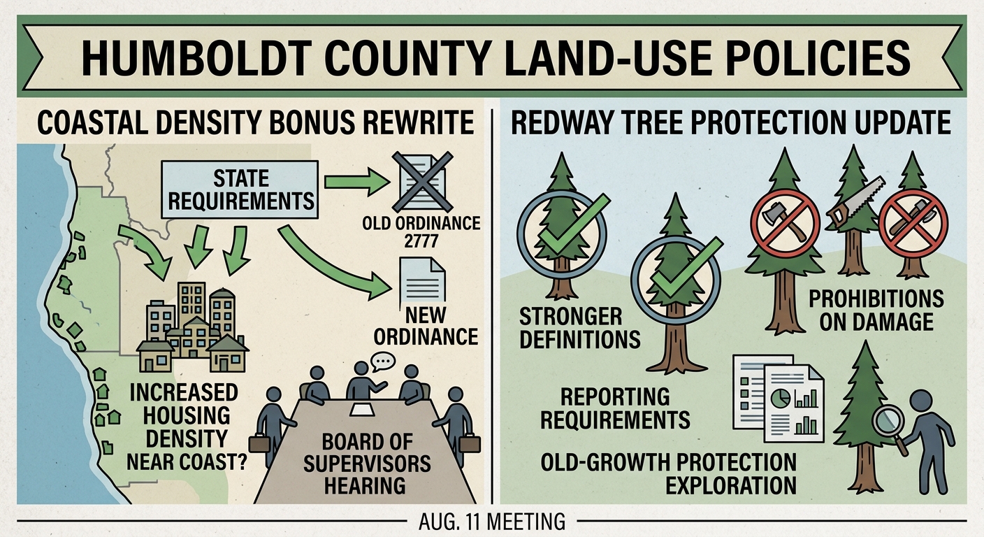 Humboldt supervisors tee up coastal density-bonus rewrite and Redway tree-protection update