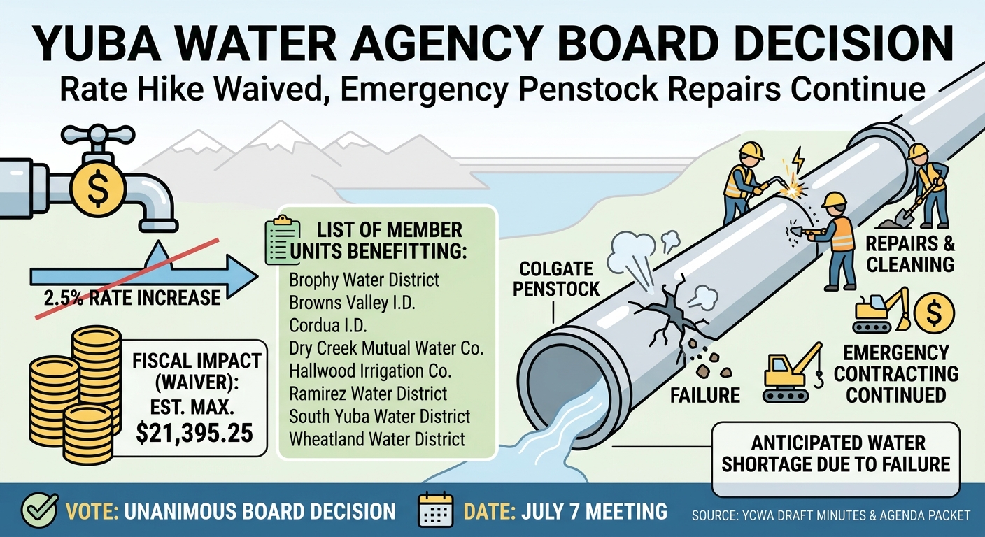 Yuba Water board waives member-unit rate hike amid Colgate Penstock recovery work