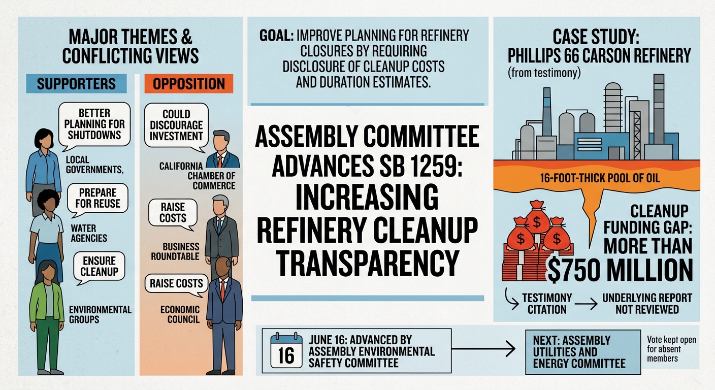 Assembly committee advances SB 1259 to increase refinery cleanup transparency