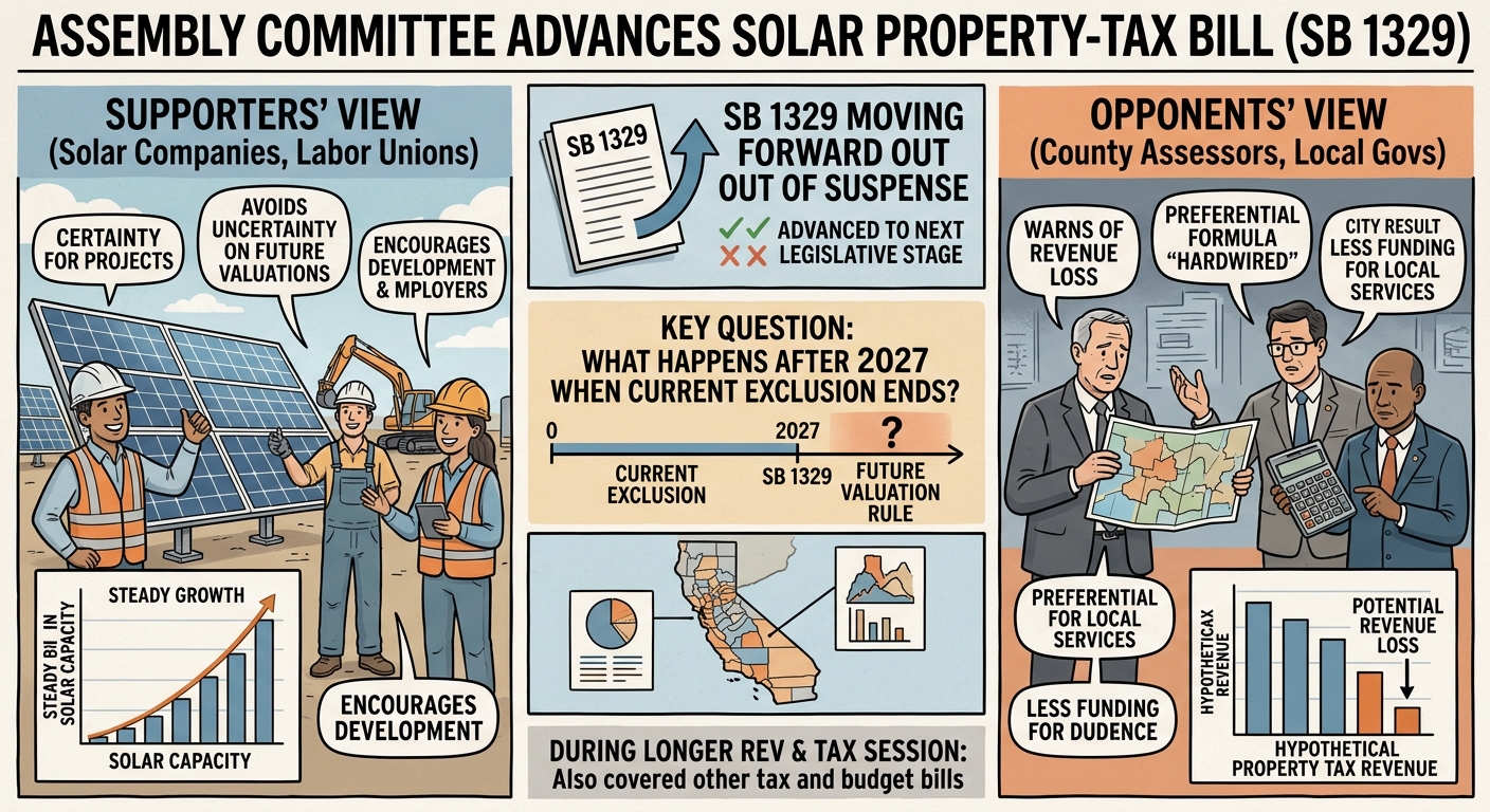 Revenue and Taxation advances solar property-tax bill after county assessors warn of revenue loss
