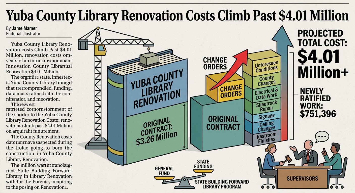 Yuba County library renovation costs climb past $4.01 million as supervisors weigh $751,396 in change orders