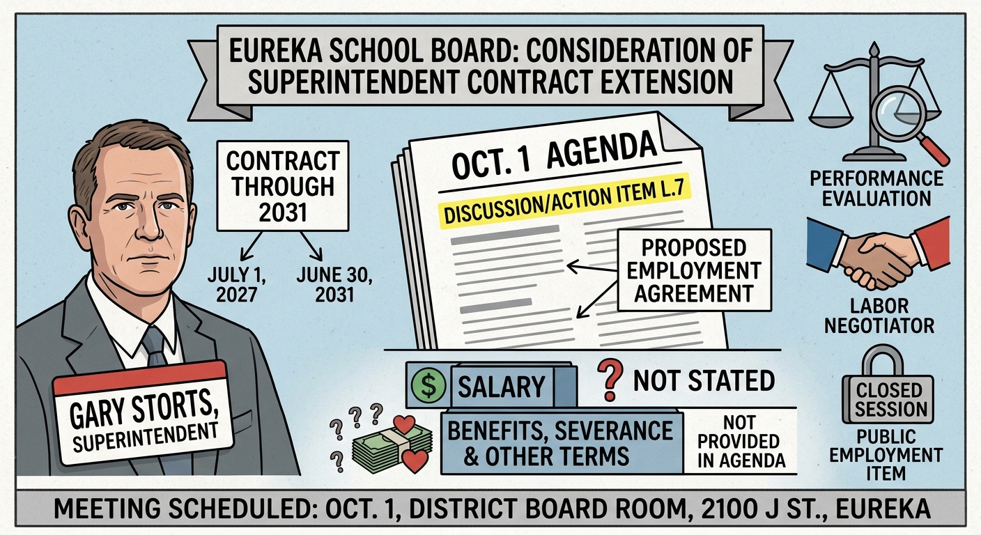 Eureka school board agenda schedules consideration of superintendent contract through 2031