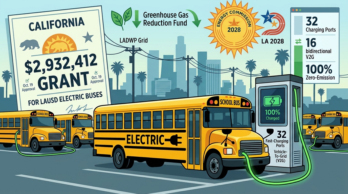 California approves $2.93 million grant for LAUSD electric school-bus charging depot