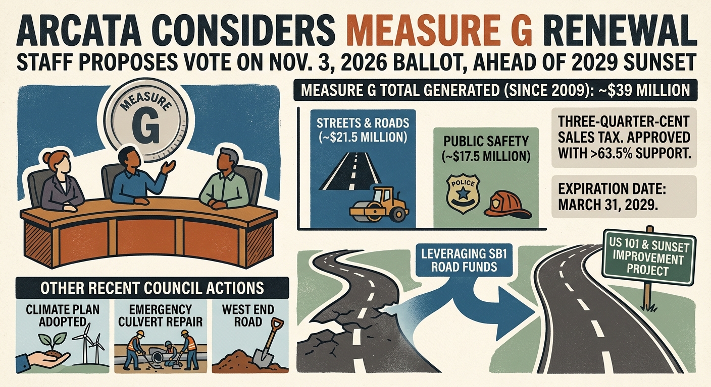 Arcata council hears Measure G renewal pitch as tax nears 2029 sunset