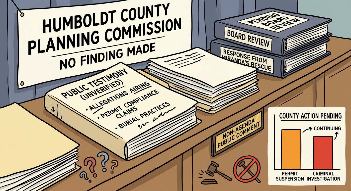Miranda’s Rescue allegations aired at Humboldt Planning Commission; no finding made