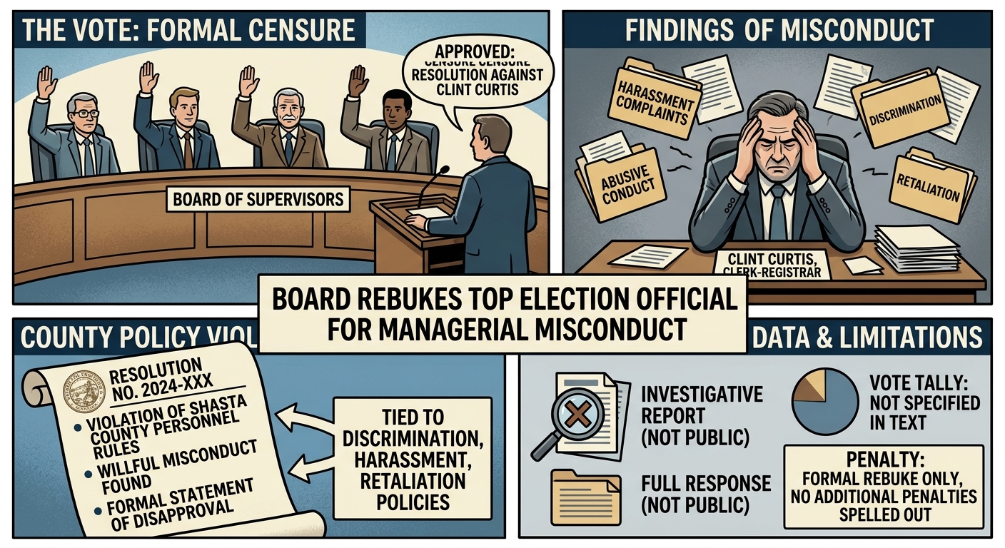 Shasta supervisors censure Clerk-Registrar Clint Curtis over misconduct findings