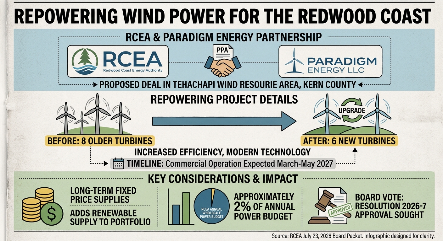 RCEA weighs first wind power deal for Kern County repower project