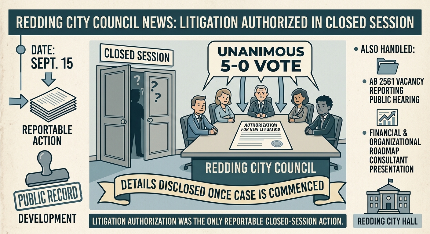 Redding council authorizes new litigation in closed session