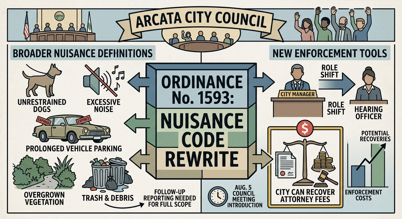 Arcata council introduces nuisance ordinance expansion with attorney-fee recovery