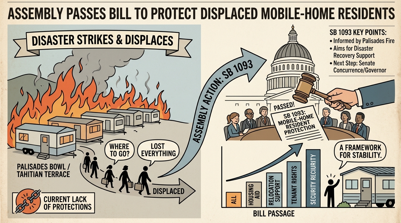 Assembly passes bill to protect mobile-home residents displaced by disasters