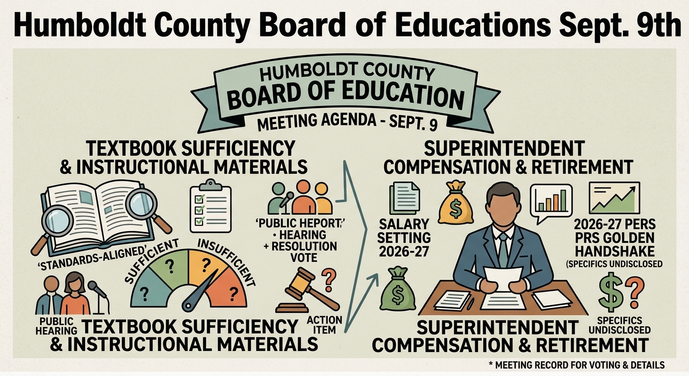 Humboldt County trustees to weigh textbook sufficiency, superintendent pay on Sept. 9 agenda