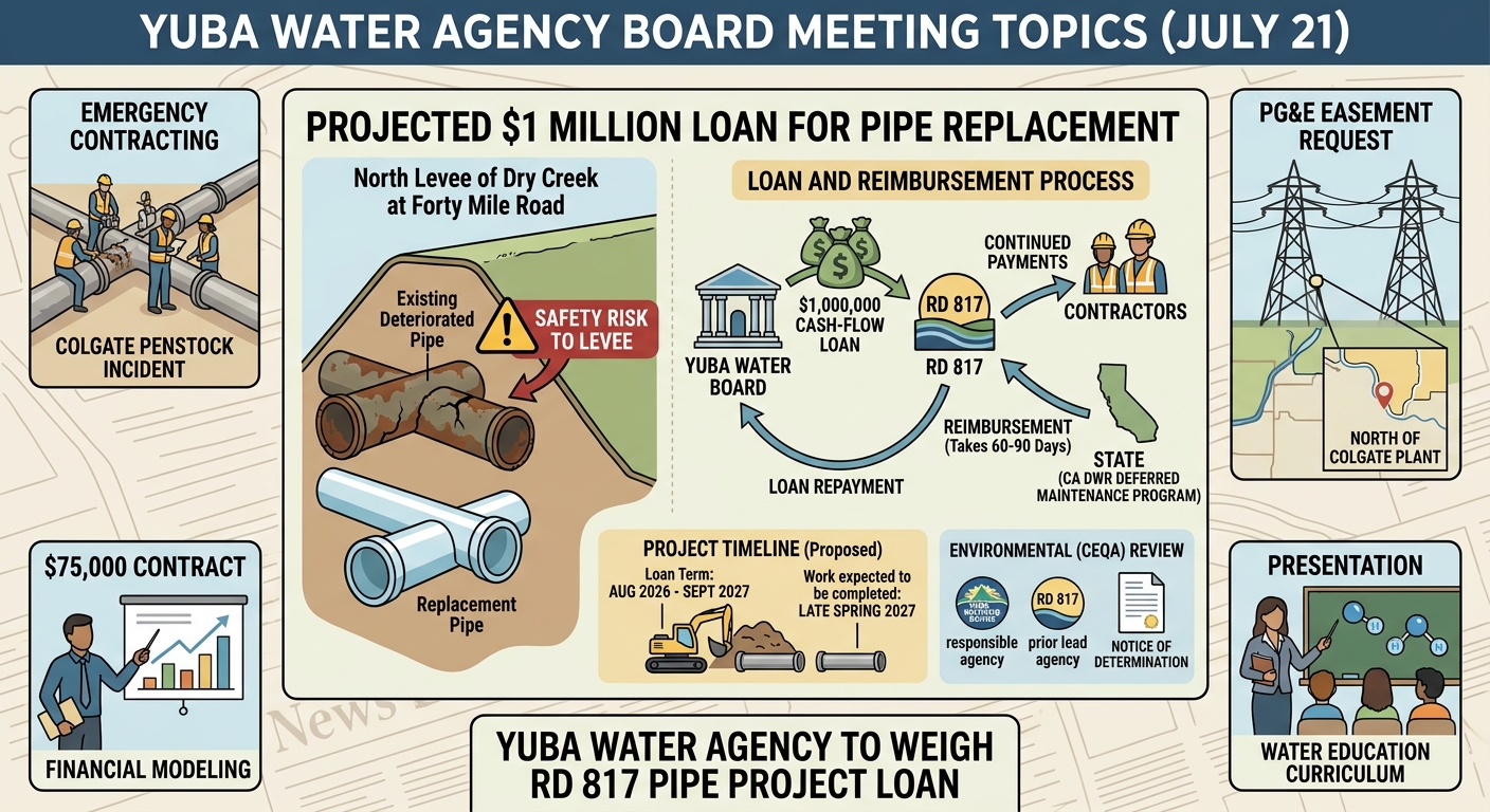 Yuba Water board to weigh $1 million cash-flow loan for Reclamation District 817 pipe project