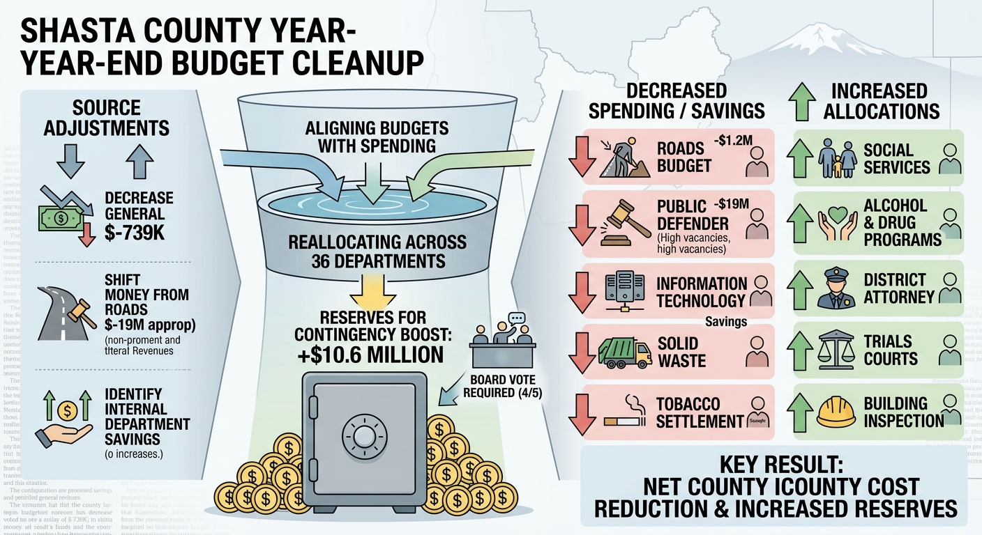Shasta County board weighs $10.6 million contingency reserve boost in year-end budget cleanup