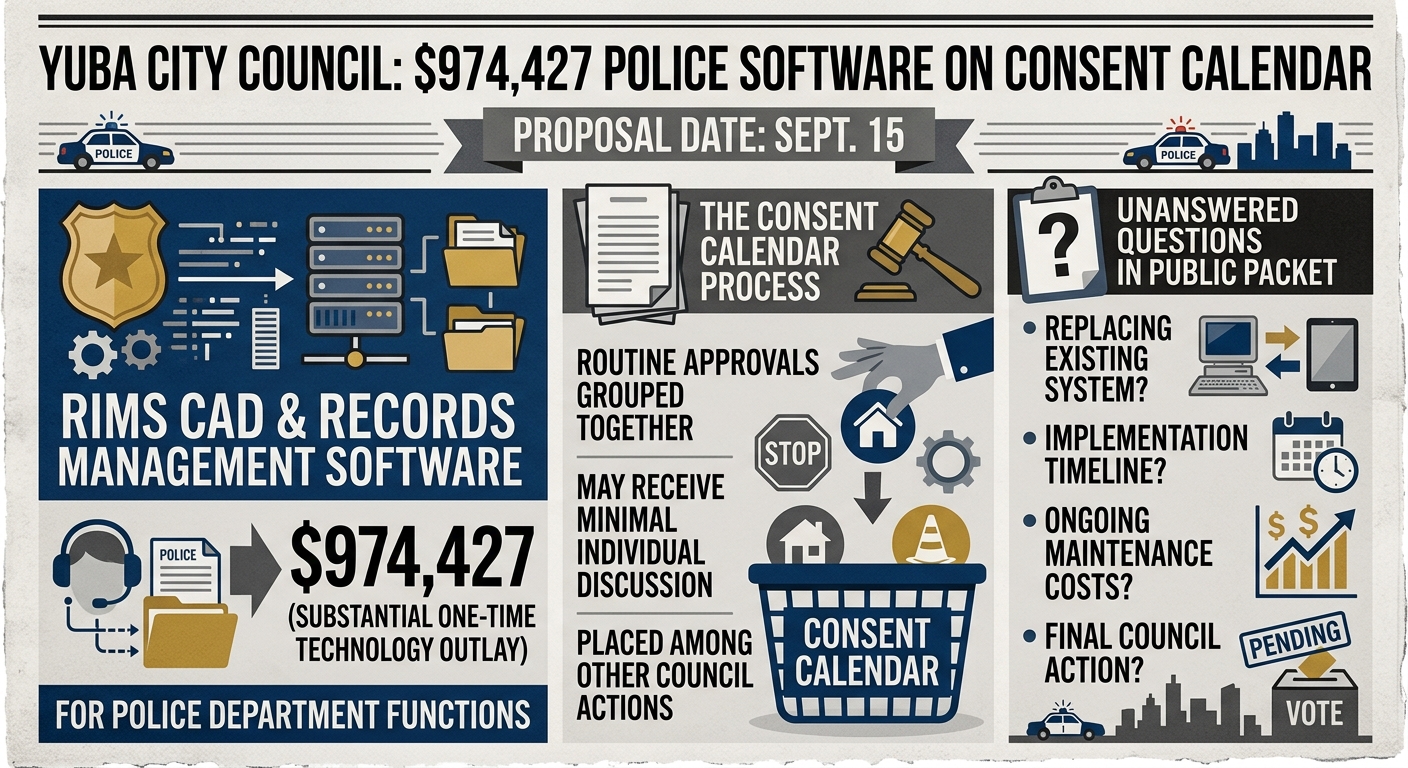 Yuba City packet puts $974,427 police software purchase on consent calendar