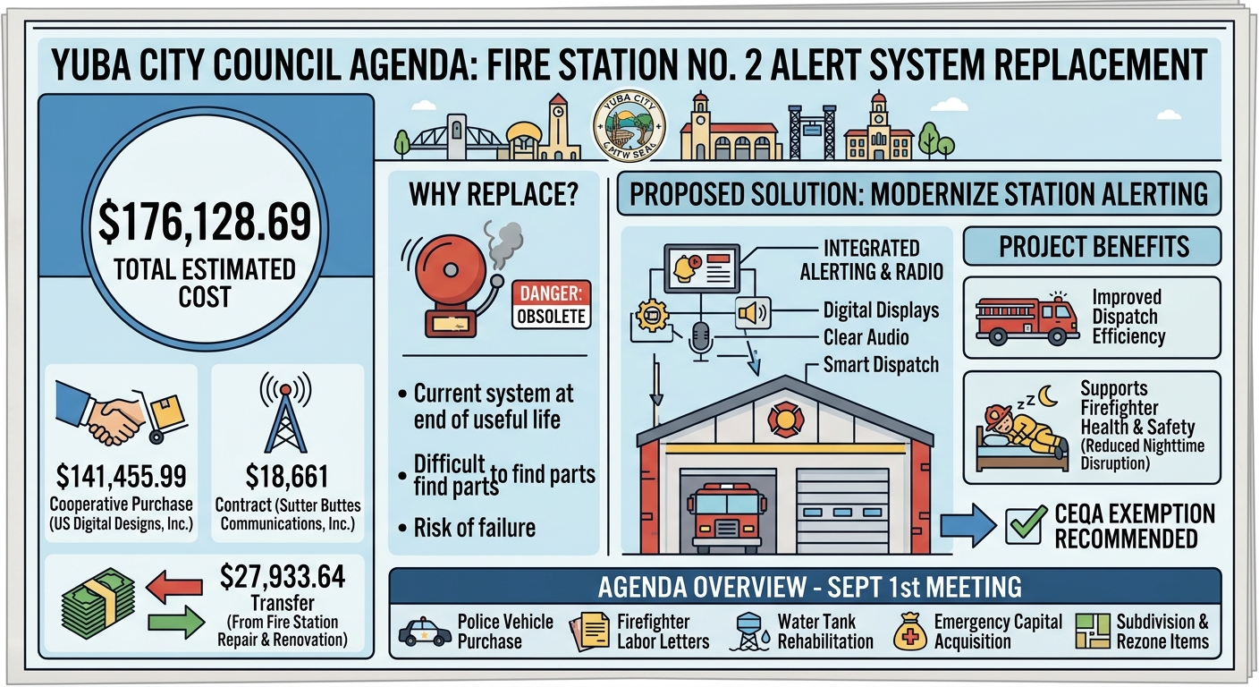 Yuba City agenda tees up $176K Fire Station No. 2 alert-system replacement