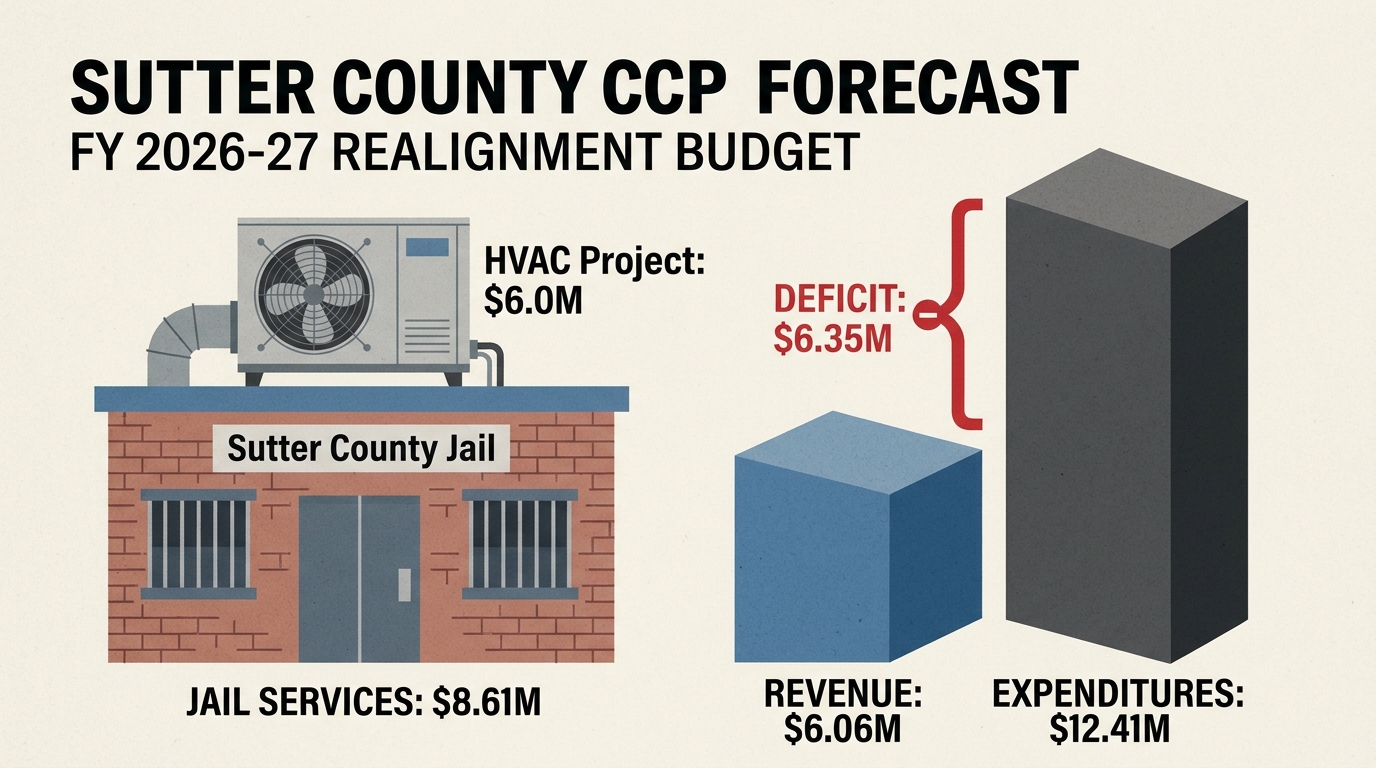 Sutter CCP forecast shows $6.35 million realignment shortfall, with jail costs largest