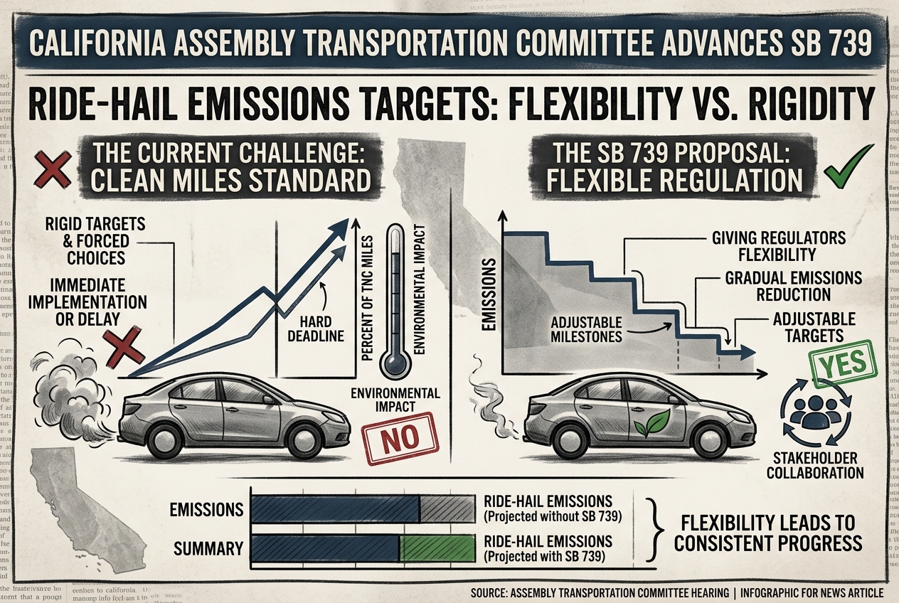 Assembly committee advances SB 739 on California ride-hail emissions targets