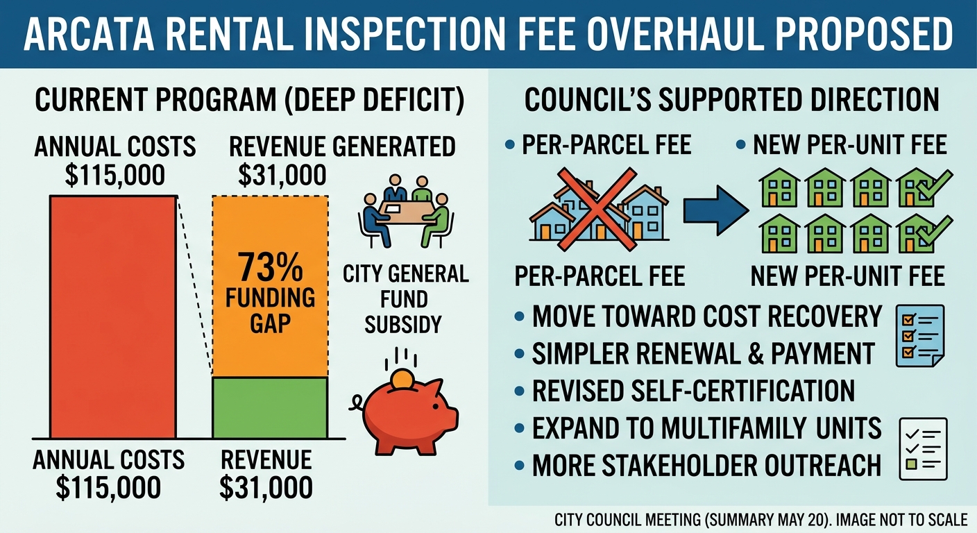 Arcata council backs rental inspection fee overhaul after hearing program runs deep deficit