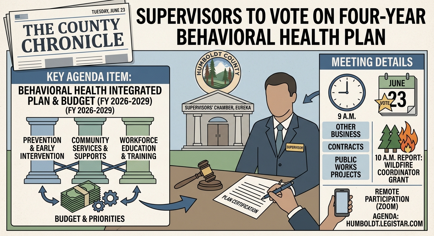 Humboldt supervisors to consider four-year behavioral health plan, budget