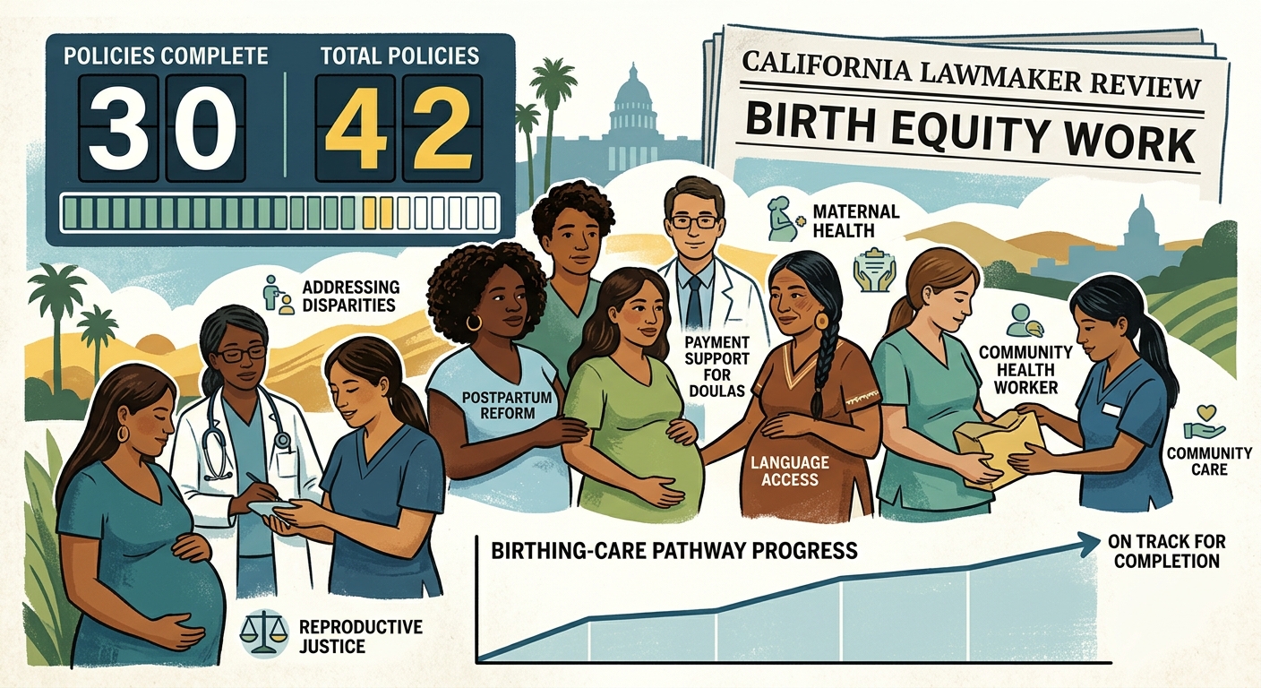 DHCS says 30 of 42 birthing-care policies are complete as California lawmakers review birth-equity work