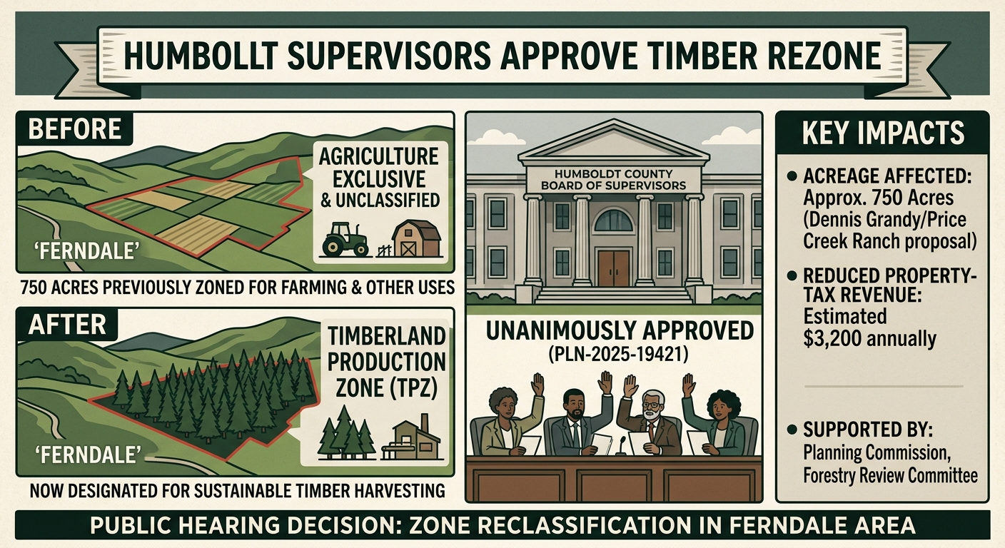 Humboldt supervisors approve 750-acre timber rezone in Ferndale area