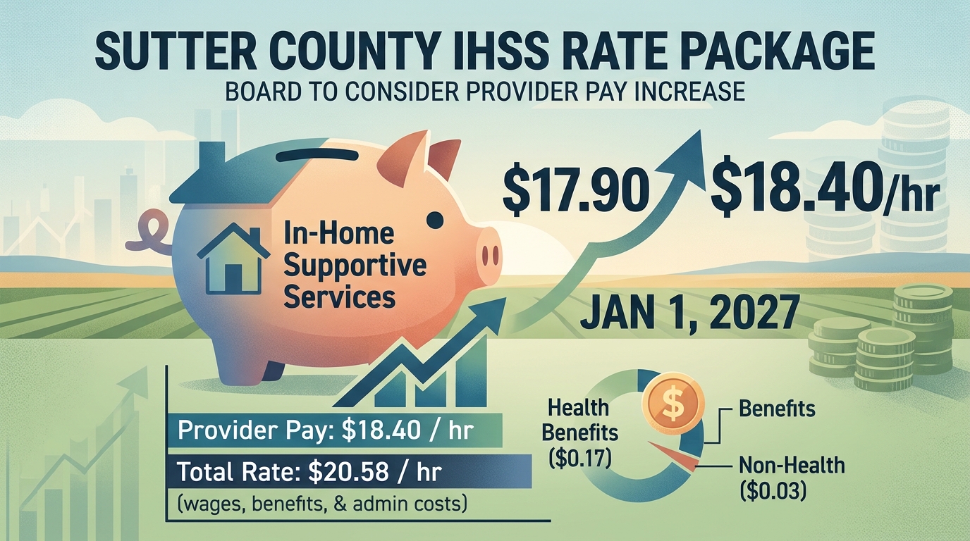 Sutter IHSS board to weigh Jan. 1 rate package raising provider pay to $18.40 an hour