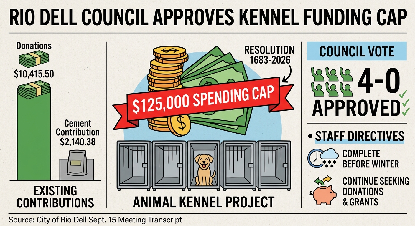 Rio Dell council sets $125,000 cap for animal kennel project