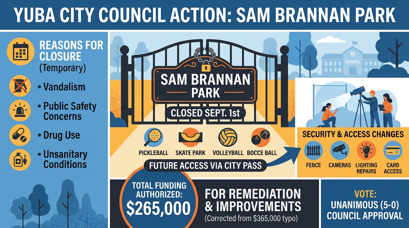 Yuba City council approves temporary Sam Brannan Park closure and $265,000 remediation plan