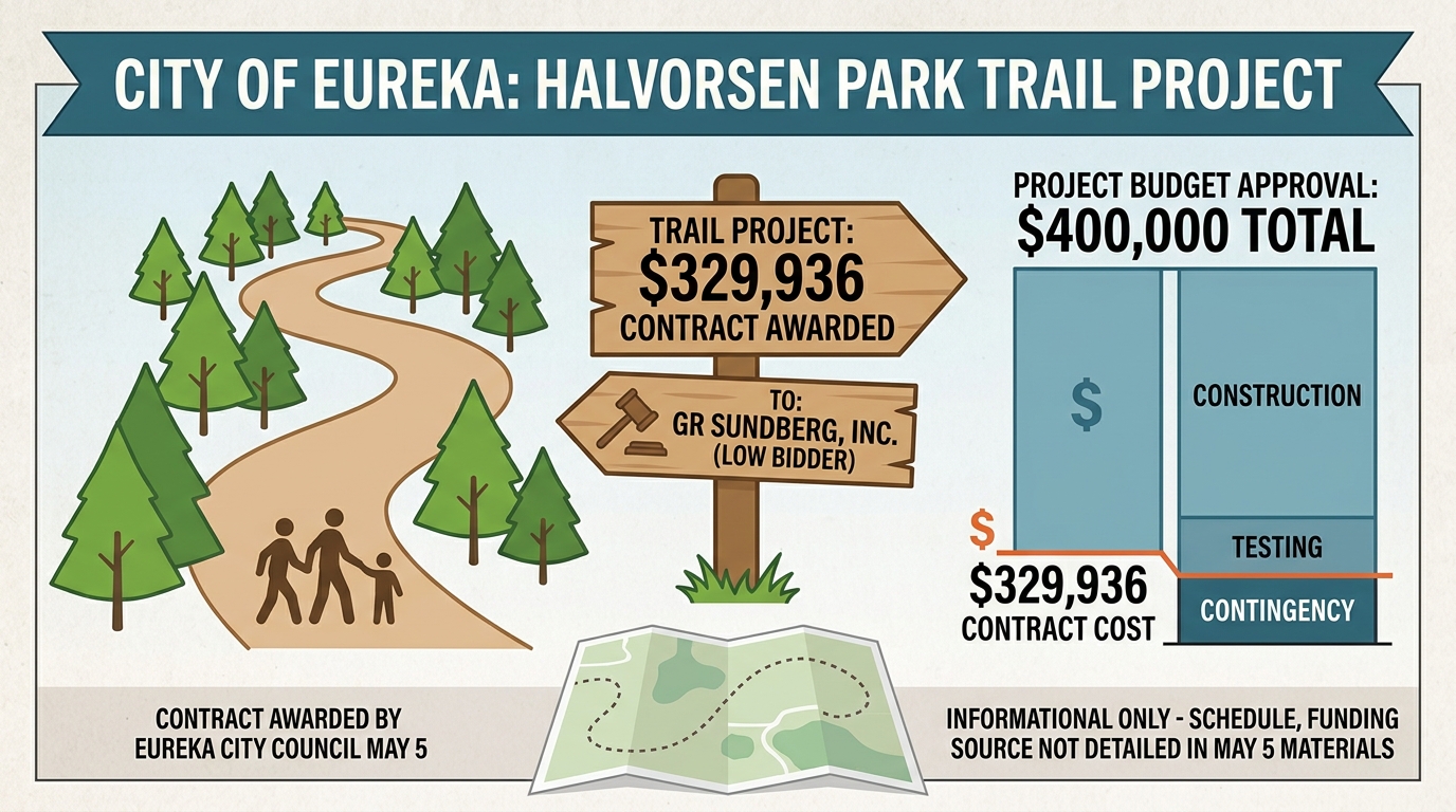 Eureka awards Halvorsen Park trail contract, approves $400,000 project budget