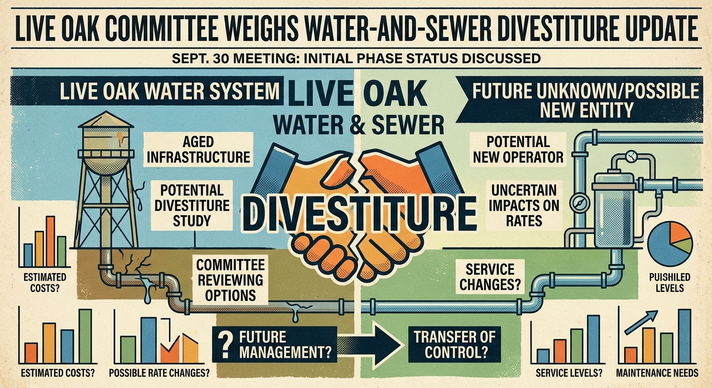 Live Oak committee schedules water-and-sewer divestiture update
