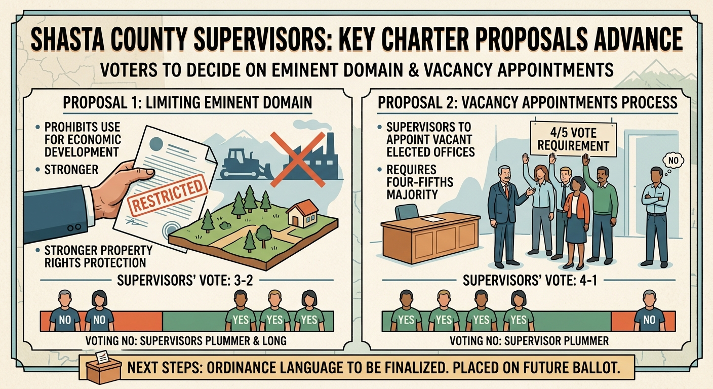 Shasta supervisors advance charter changes on eminent domain and vacancy appointments