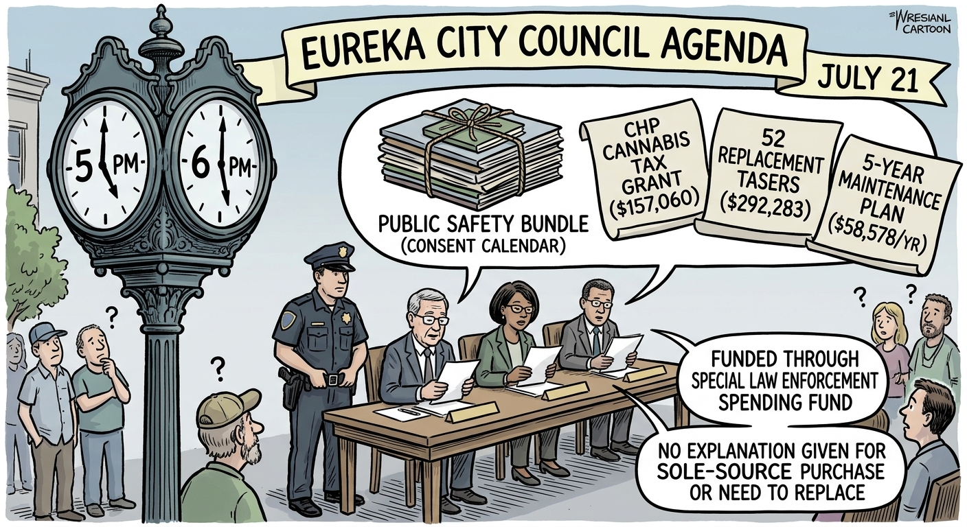 Eureka council agenda bundles police grant, TASER replacement purchase and maintenance plan