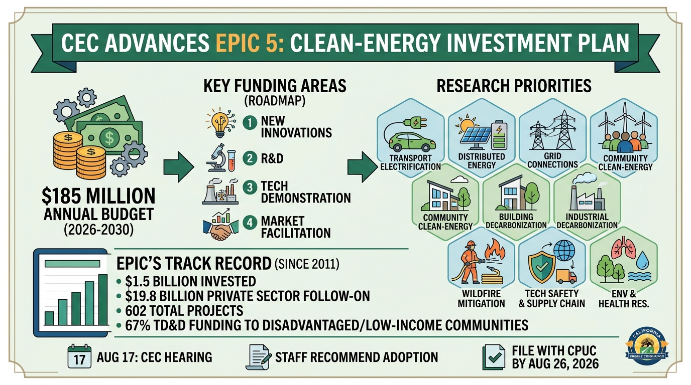CEC advances $185 million annual EPIC 5 clean-energy investment plan