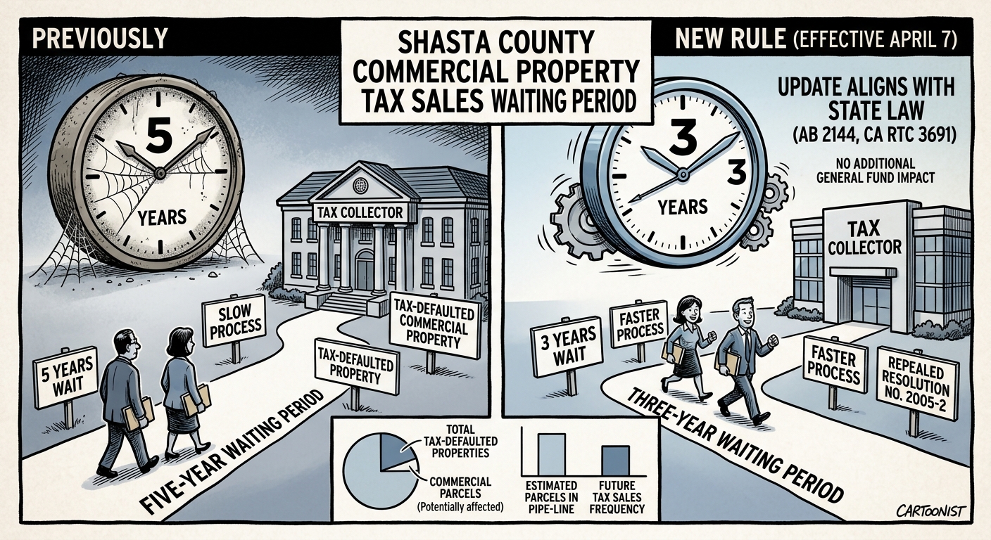 Shasta County shortens wait to sell tax-defaulted commercial property