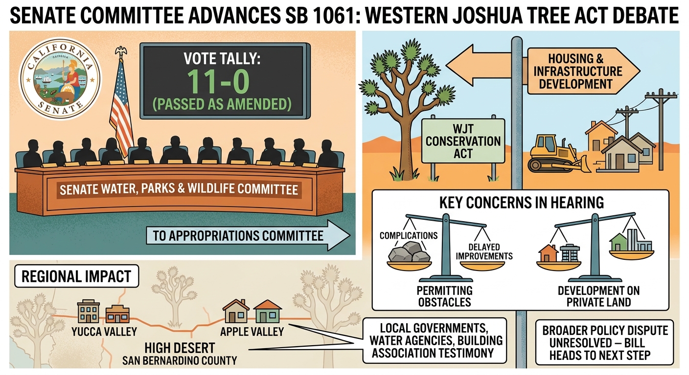 Senate committee advances SB 1061 after hearing on Western Joshua Tree restrictions