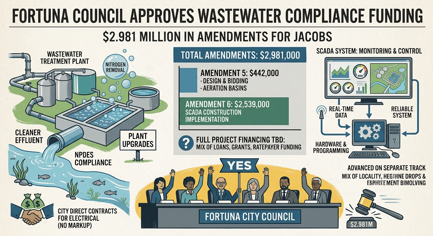 Fortuna approves $2.981 million in Jacobs amendments for wastewater compliance work