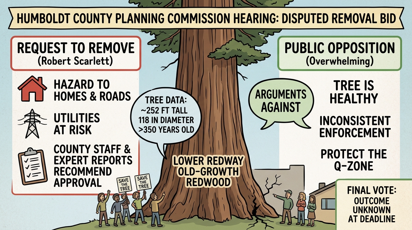 Humboldt planners hear disputed bid to remove Lower Redway old-growth redwood