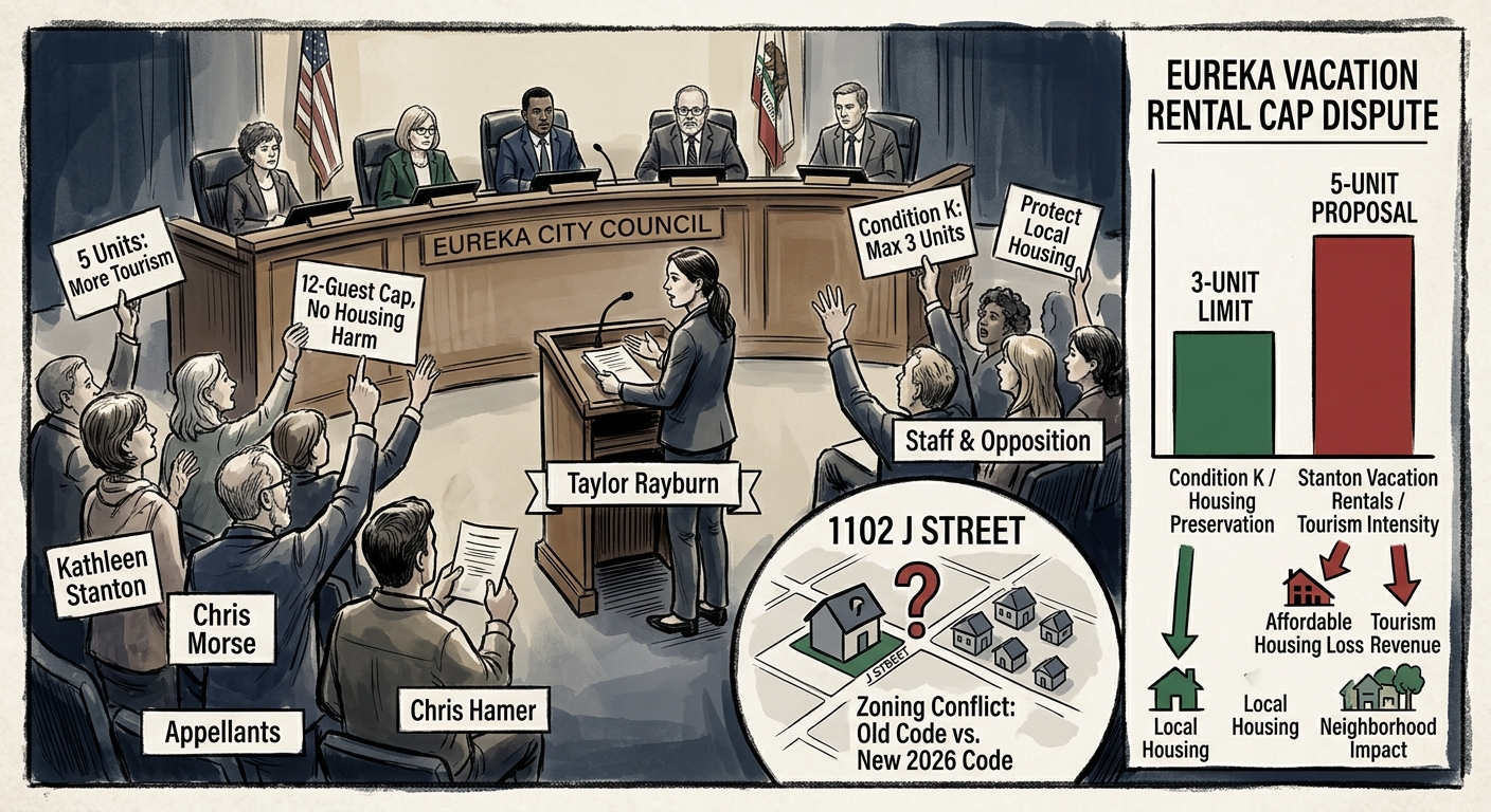 Eureka council hears clash over five J Street vacation rentals, three-unit cap